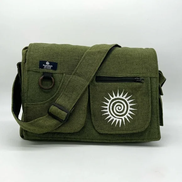 Multi pocket Cotton Embroidered Laptop Messenger Bag - Picture 5 of 15